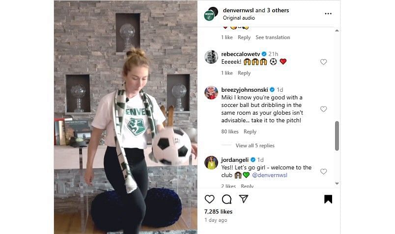 Breezy Johnson's comment on Denver NWSL's post featuring Mikaela Shiffrin - Source: via @denvernwsl on Instagram